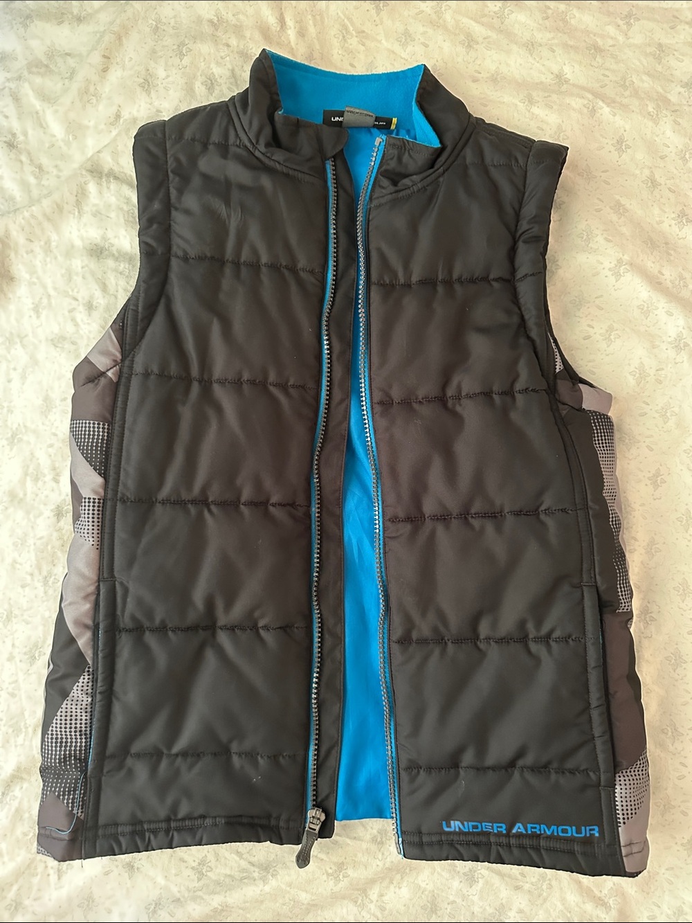 Under Armour Black Puffer Vest with Blue Lining